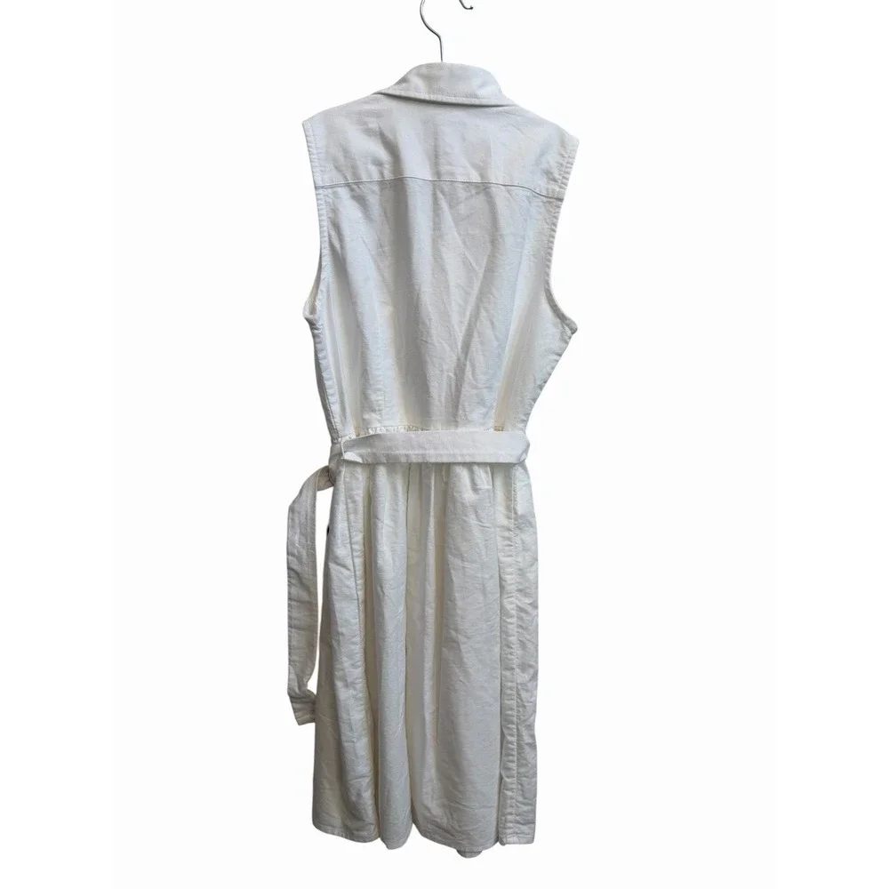 Ralph Lauren Girls Belted Cotton Oxford Shirtdress Sz 12 White Polo Dress NEW